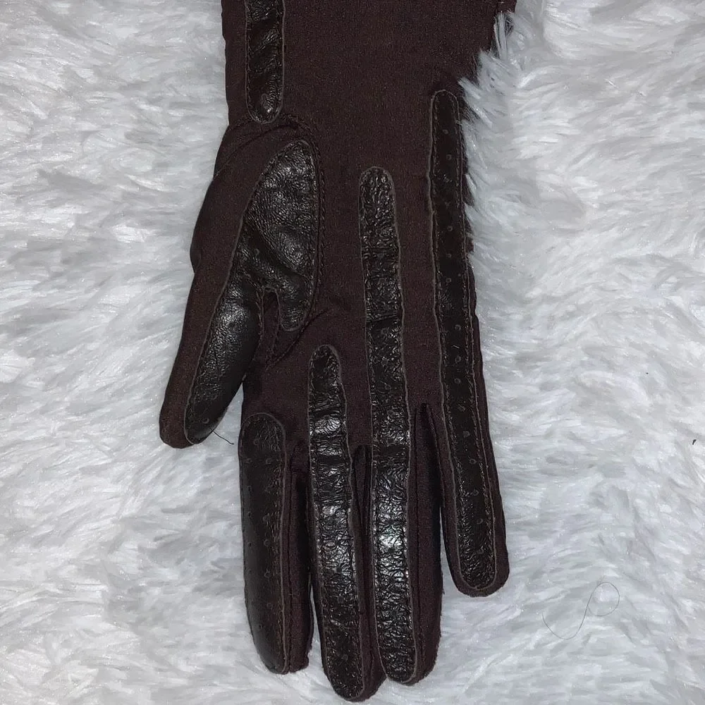 Vintage ARIS Brown Stretch Gloves One Size‎